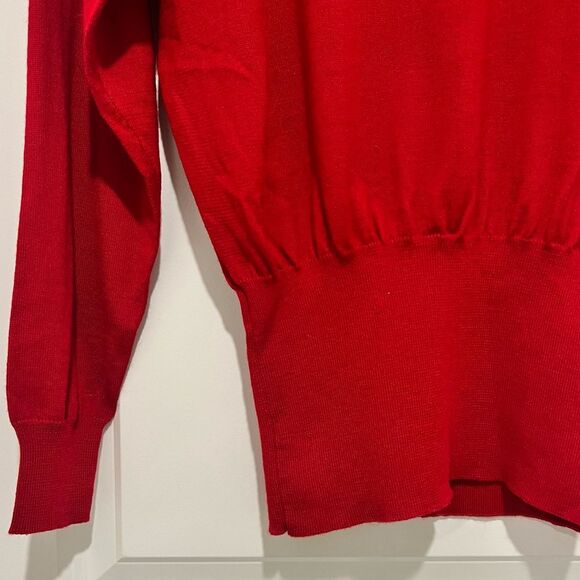 Vintage Bogner Women’s Wool Blend Turtleneck Sweater Cherry Red Sz Large Skiwear - Picture 3 of 10